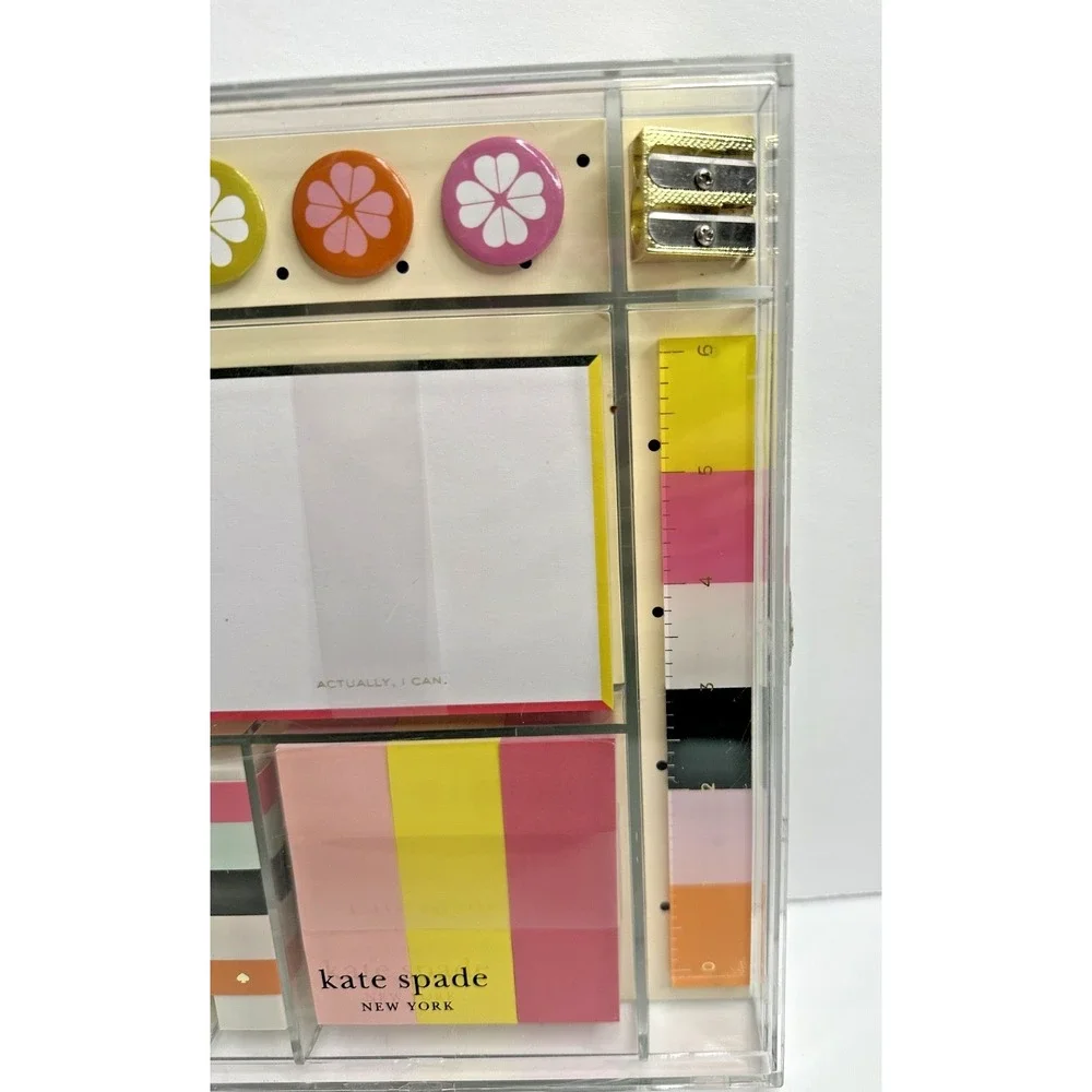 kate spade Tackle Box Desk Accessories Actually I Can Set Clear NEW